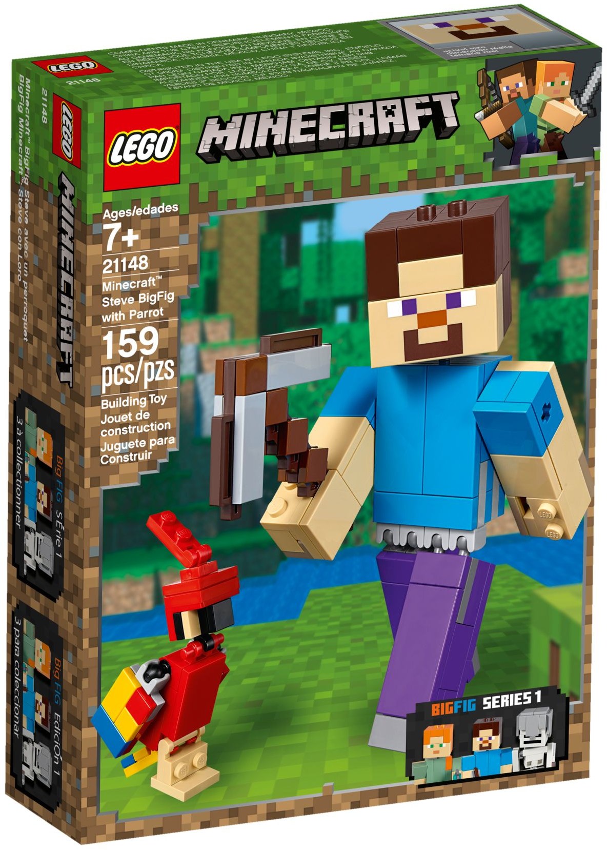 LEGO Minecraft 21148 Minecraft velká figurka: Steve s papouškem