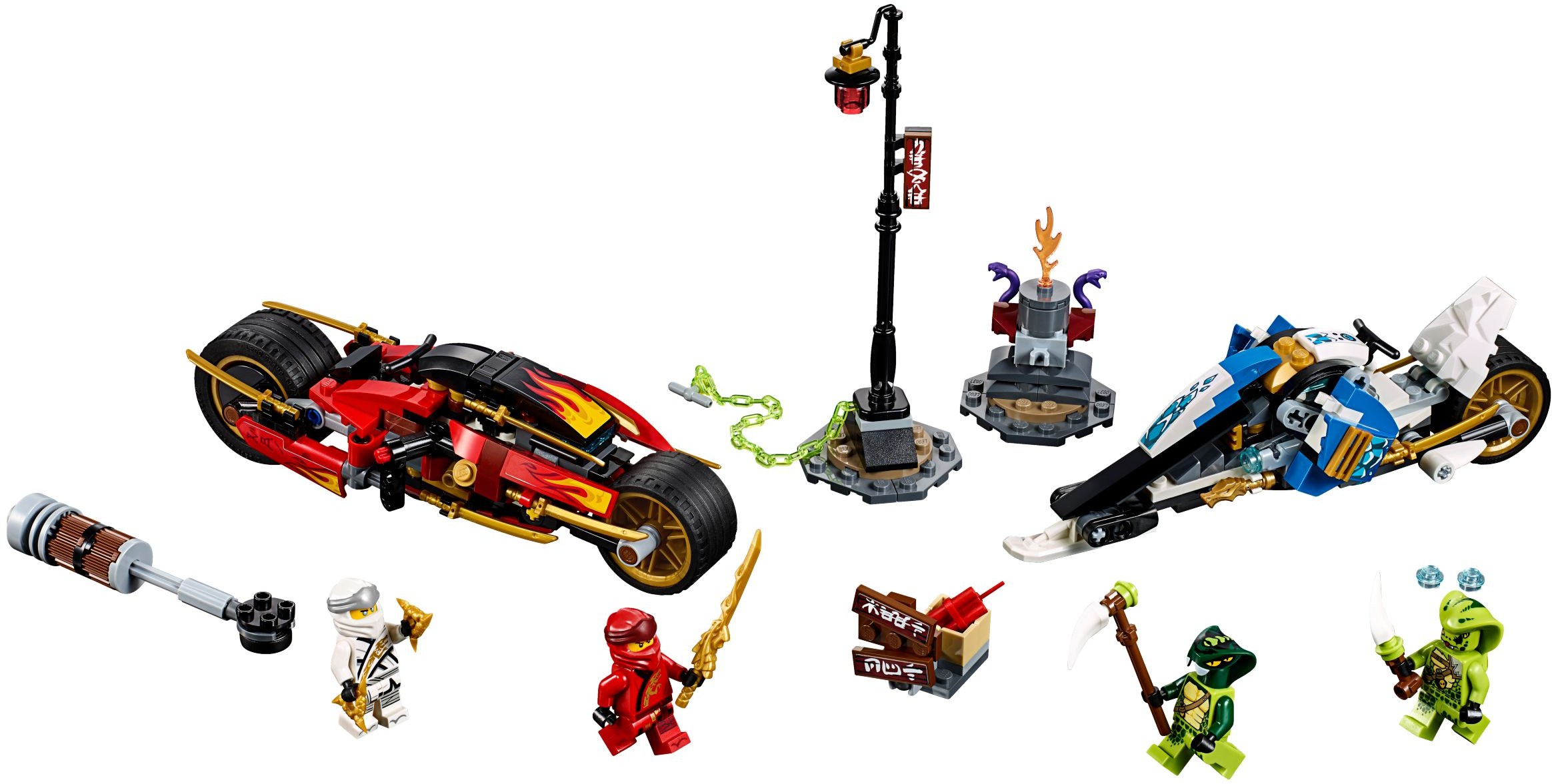 LEGO Ninjago 70667 Kaiova motorka s čepelemi a Zaneův sněžný vůz