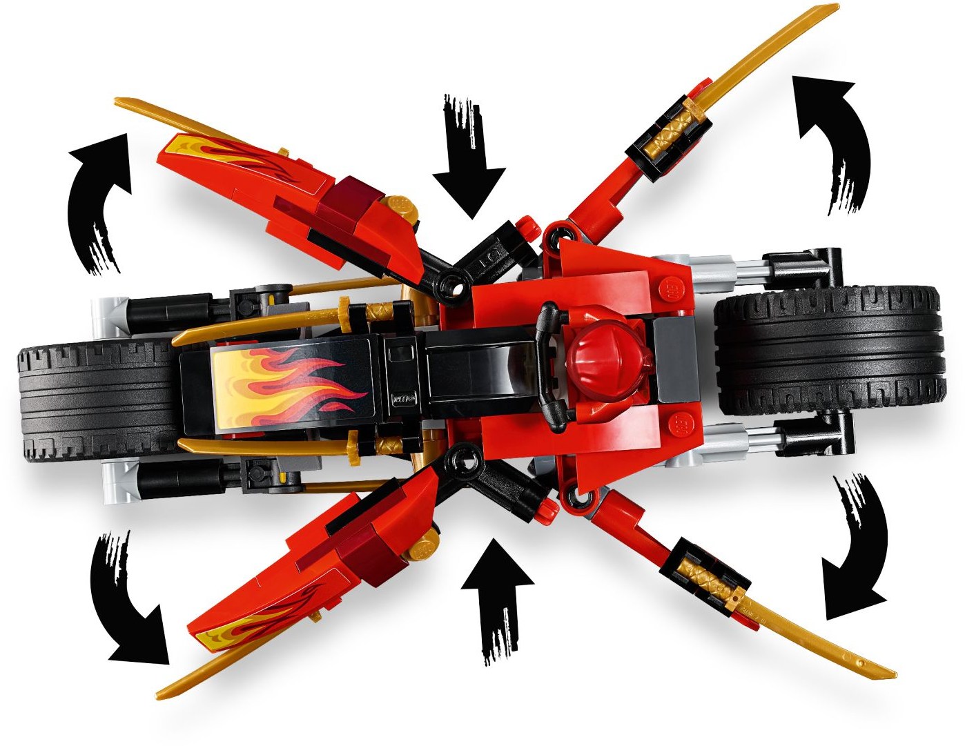 LEGO Ninjago 70667 Kaiova motorka s čepelemi a Zaneův sněžný vůz